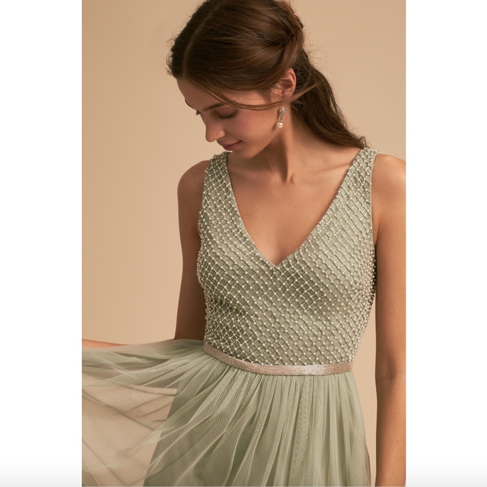 NWOT BHLDN Adrianna Papell Bryce Dress Aqua Mist - Picture 2 of 3